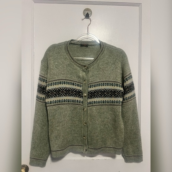 Route 66 Green Cardigan Sweater with Nordic Pattern Trending Size M TRENDING - Picture 1 of 3